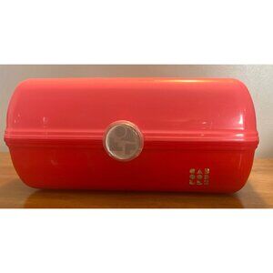 Vintage Caboodles Cosmetics Case Mirror Make Up Luggage Coral USA